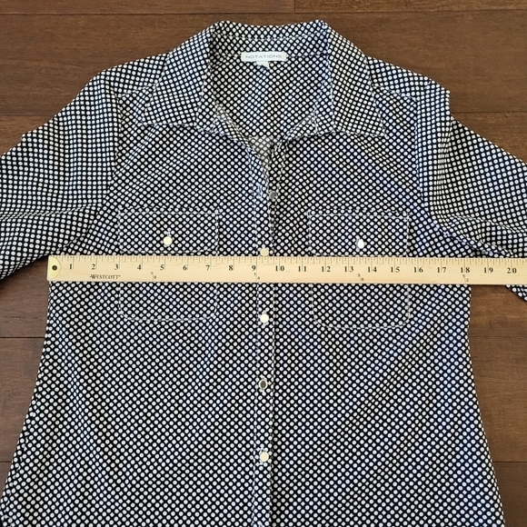 Notations Black & White Polka Dot Geometric Print Button-Up Shirt Women's Size S - Picture 7 of 9